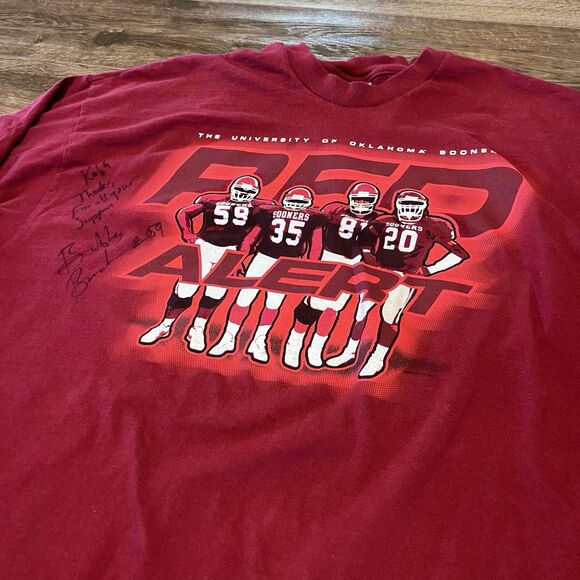 Vintage OU Red Alert Warning Squad Mens Shirt XL Signatures Sooners Football Y2K - Picture 3 of 10